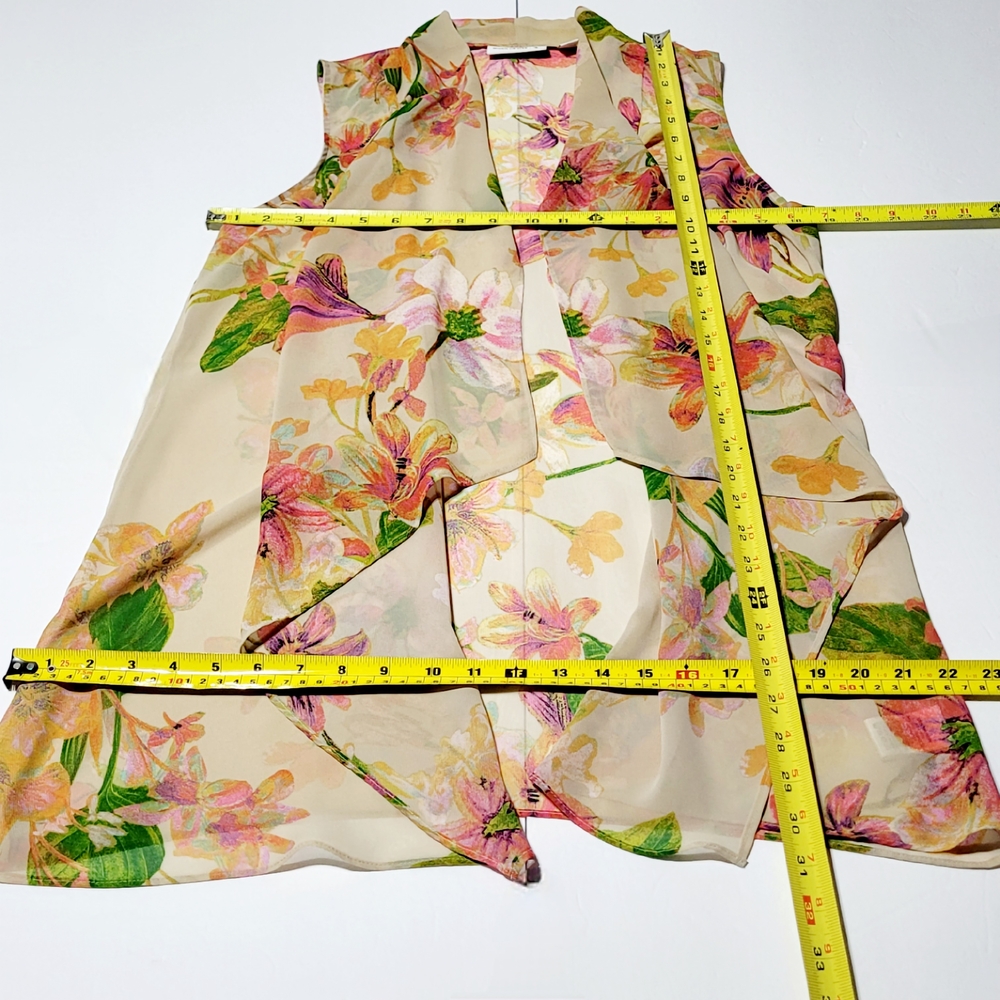 Susan Graver Cottagecore Floral Beige Sheer Kimono Duster Wrap Women's (S) - Picture 7 of 7